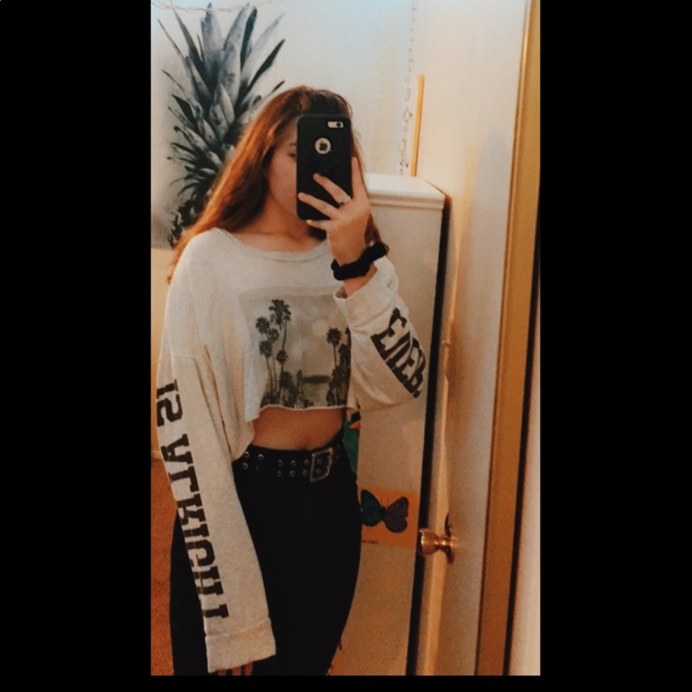 cute cropped white longsleeve XL but could fit any